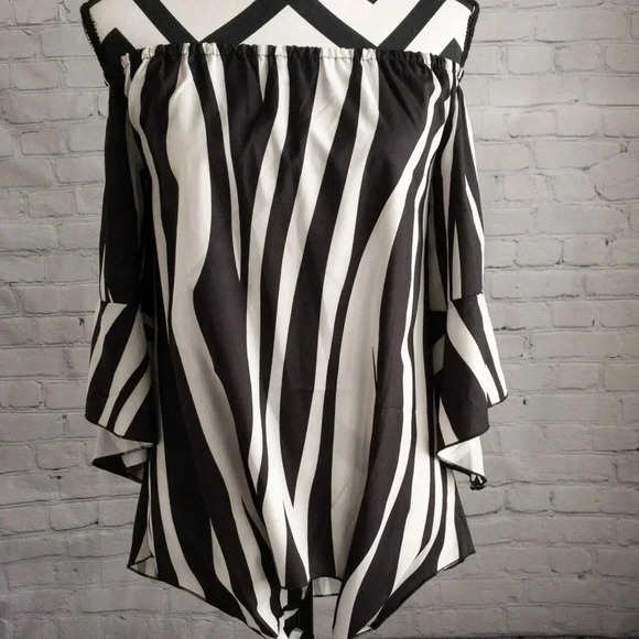 NWT Zebra Print Off The Shoulder Top SM - Picture 1 of 5